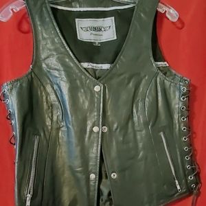 Unik women's motorcycle vest, leather black